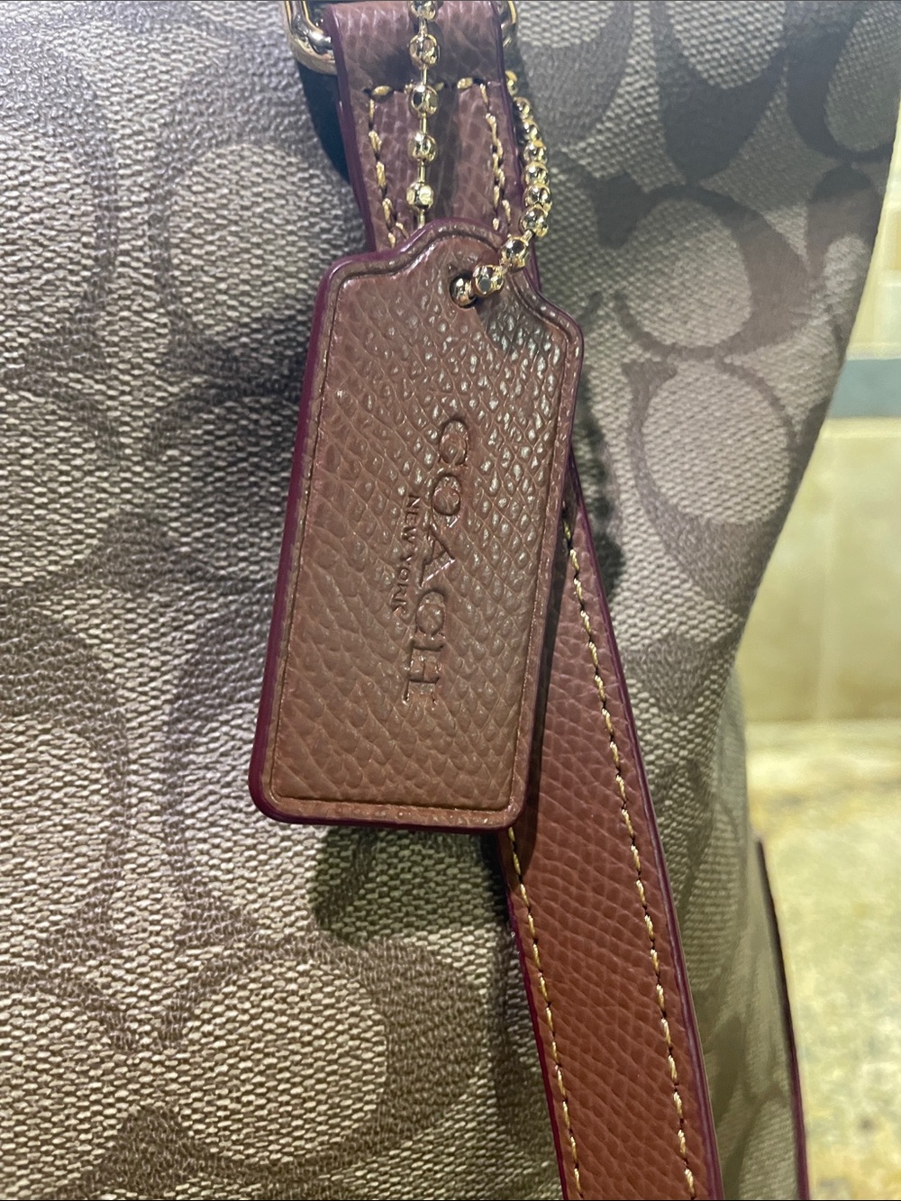 Coach Brown Signature Tote with Chestnut Trim - Picture 6 of 10